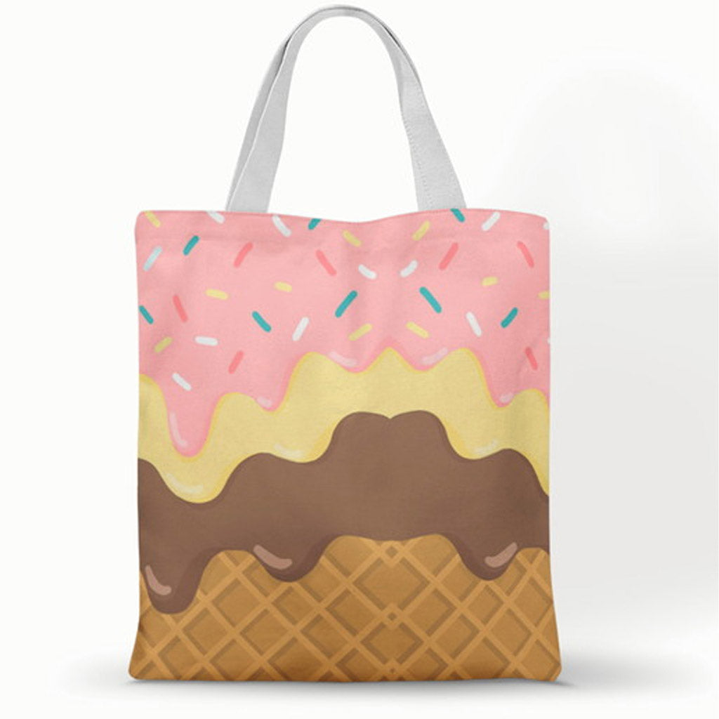 Ecobag personalizada Sorvete: rosa com casquinha, com alças.