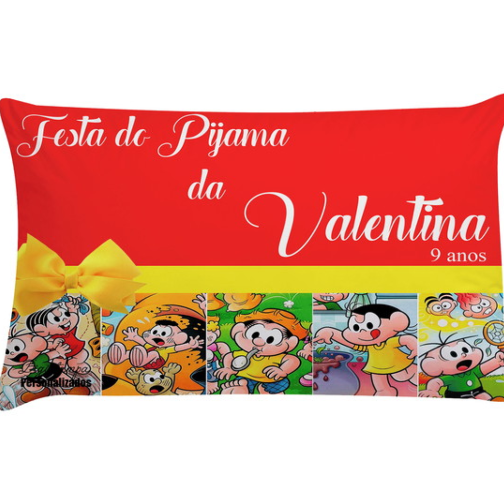 Almofada personalizada Retangular: Turma da Mônica Vermelha com Laço