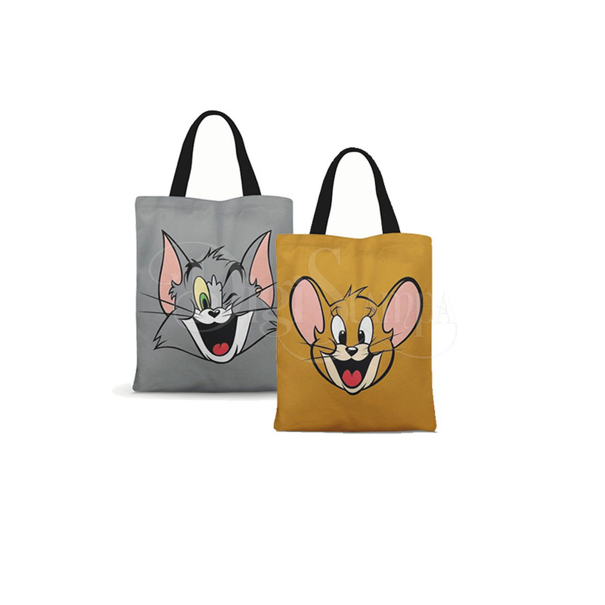 Vista adicional da ecobag personalizada Tom e Jerry.