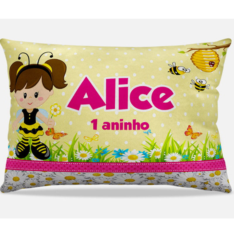 Almofada personalizada Retangular: Abelhinha Amarela com Flores