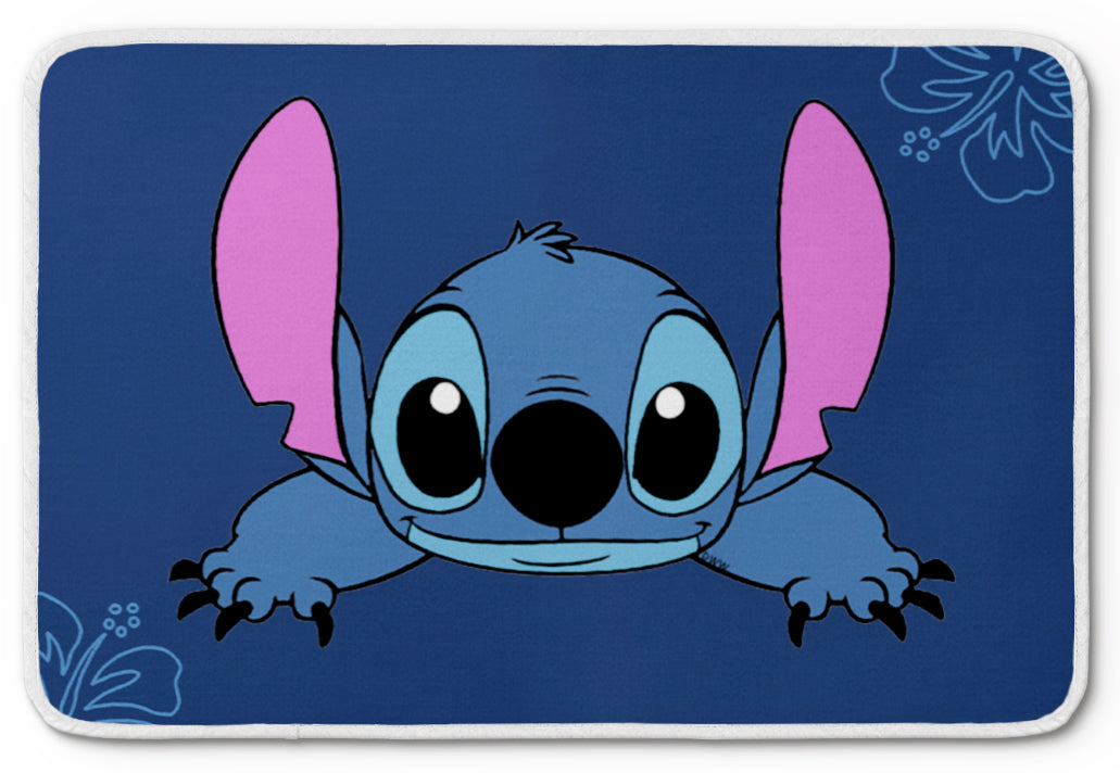 Jogo americano Stitch, azul com folhas, com porta-prato e porta-copo.
