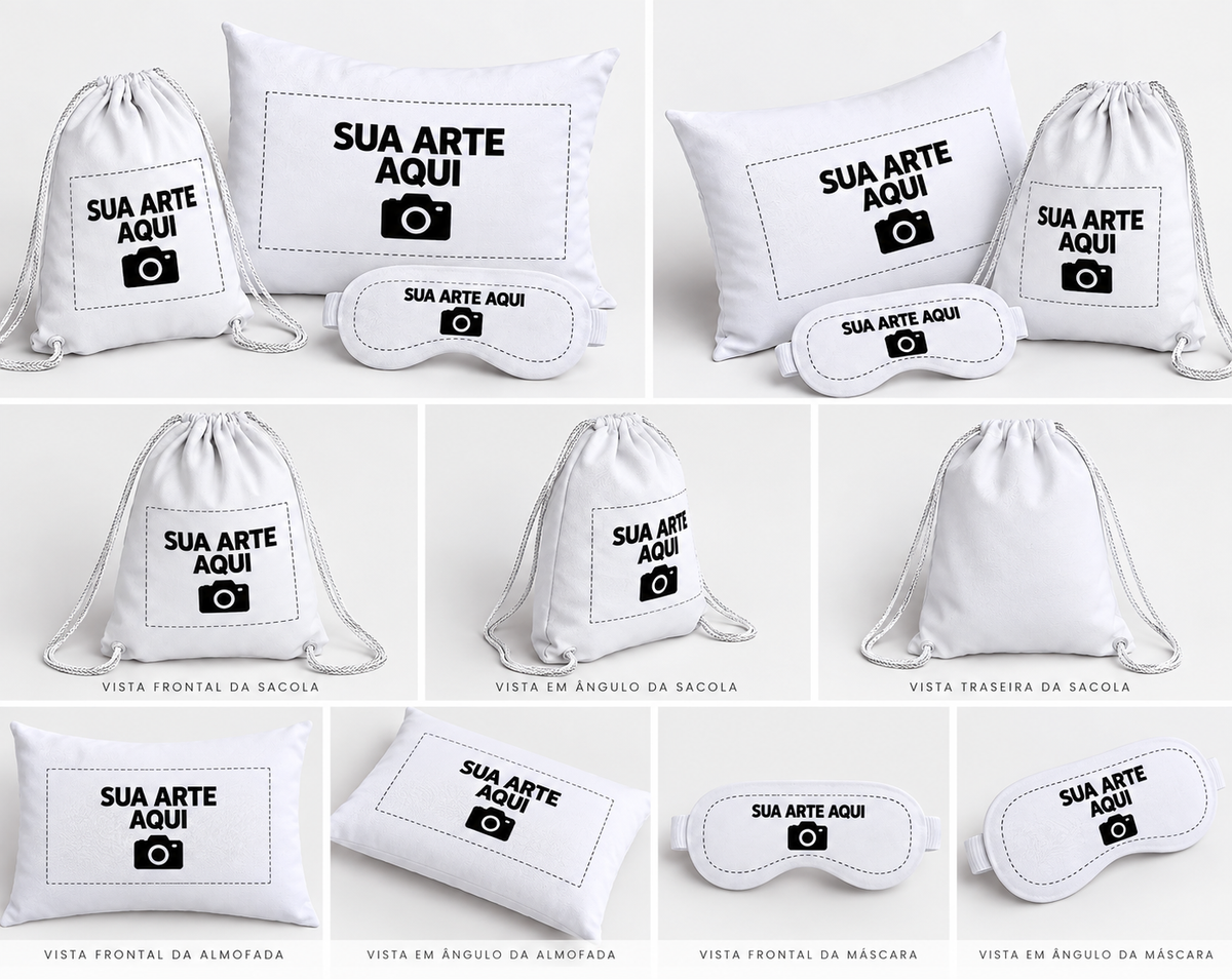Kit Almofada de Pescoço e Mochilinha Sua Arte Aqui