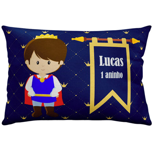 Almofada personalizada Retangular: Príncipe Azul com Coroa Dourada