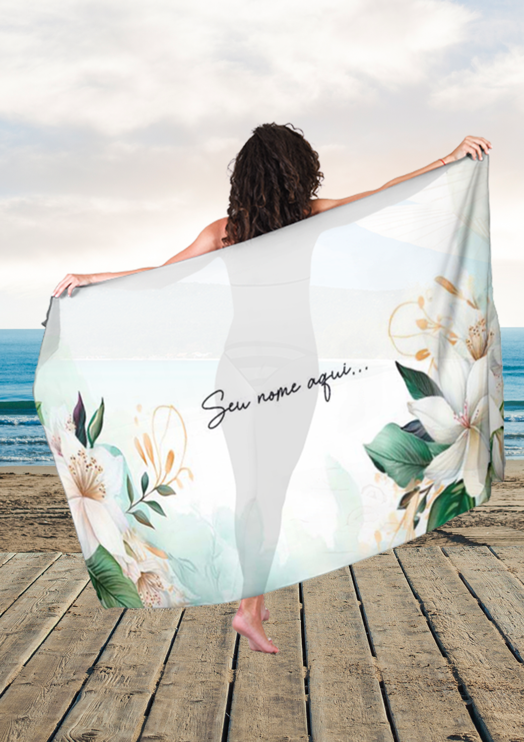 Canga de Praia Floral 19 Personalizada com Nome