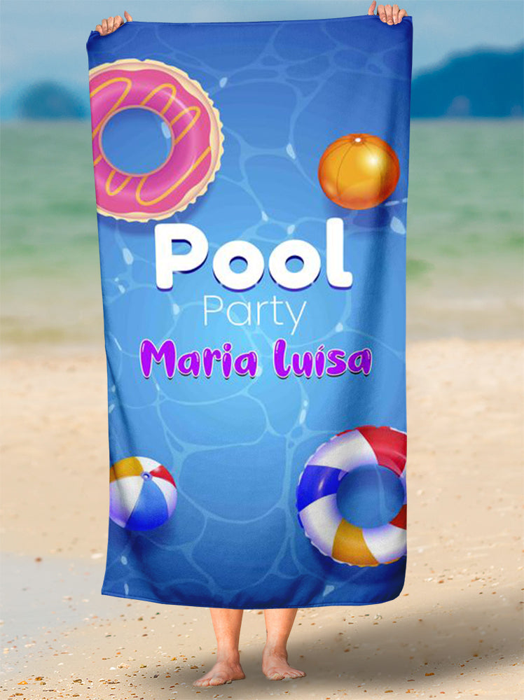 Toalha de Party Sucesso Festa Na Piscina Nome Personalizada