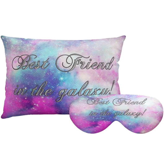 Kit Best Friends personalizado: almofada retangular e máscara de dormir, estampa colorido.