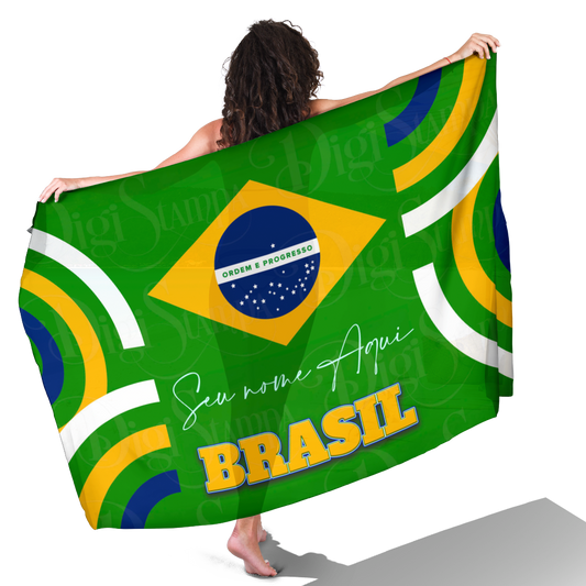 Canga de Estampa Brasil Ou Frase 09 Personalizada com Nome