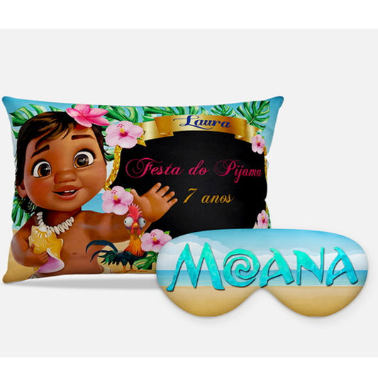 Kit Moana personalizado: almofada retangular e máscara de dormir, estampa flores.