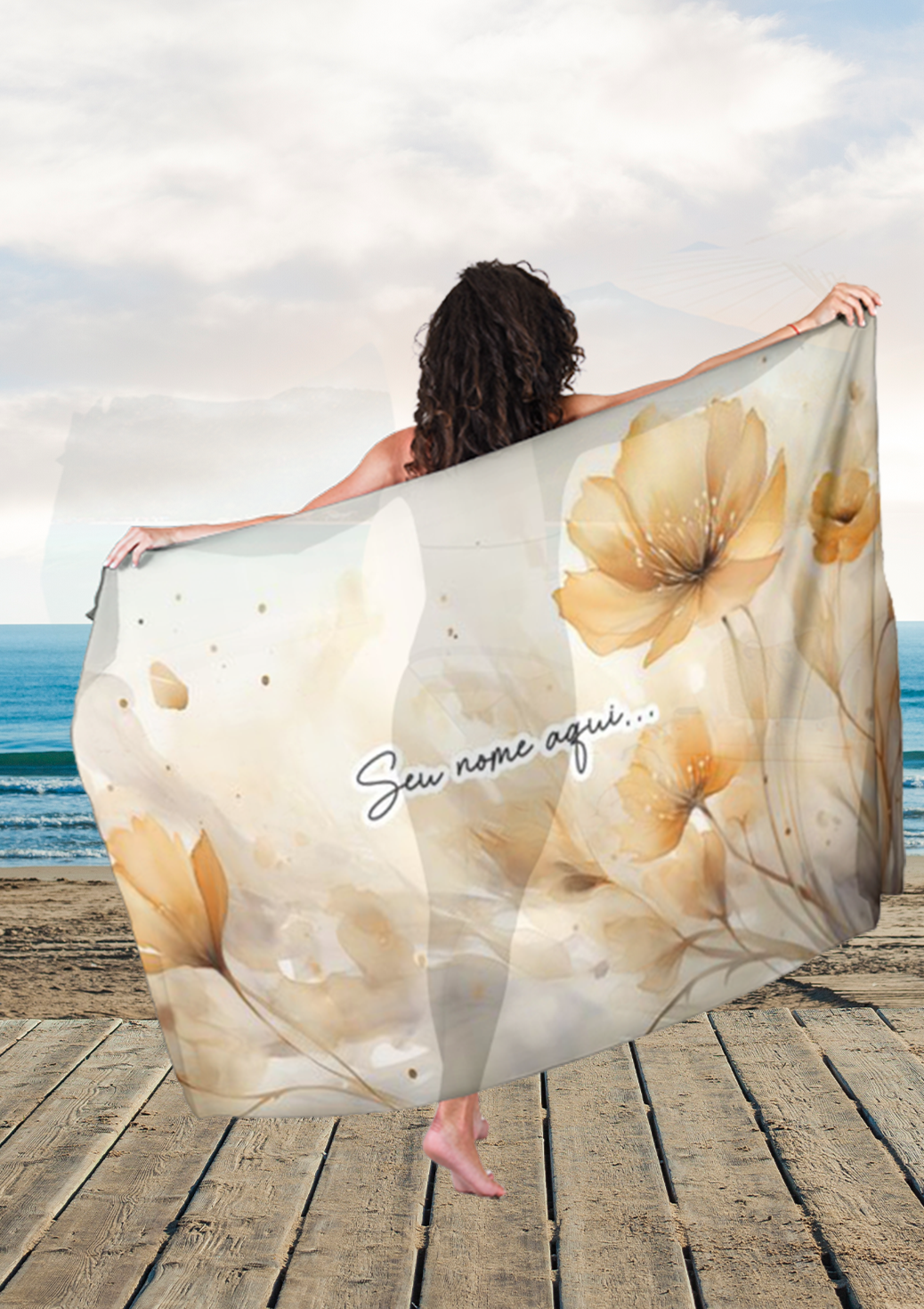Canga de Praia Floral 59 As Amigas Personalizada com Nome