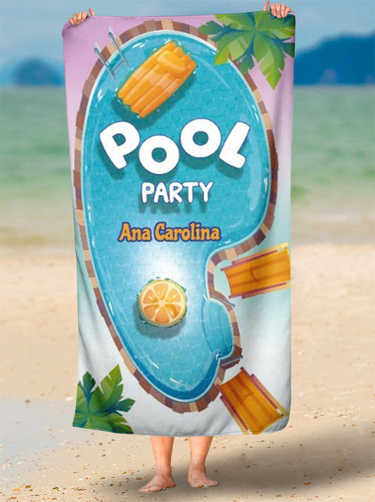 Toalha de Festa Na Piscina Saída Com Nome Personalizada