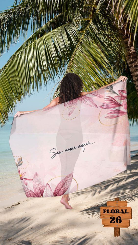 Canga de Praia Floral 26 Personalizada com Nome