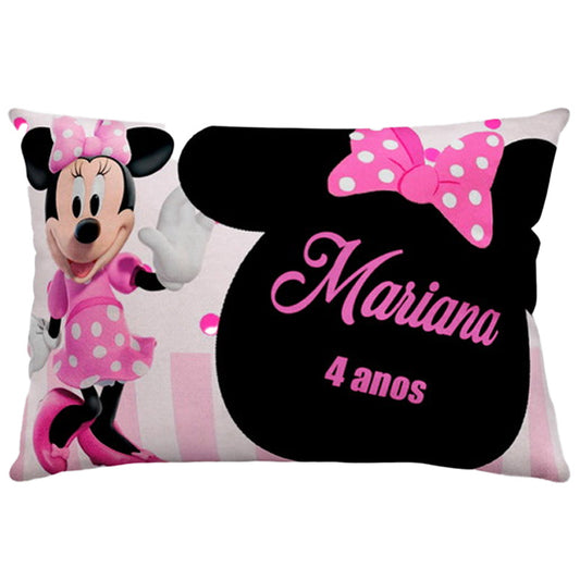Almofada personalizada Retangular: Minnie Rosa com Moldura Preta