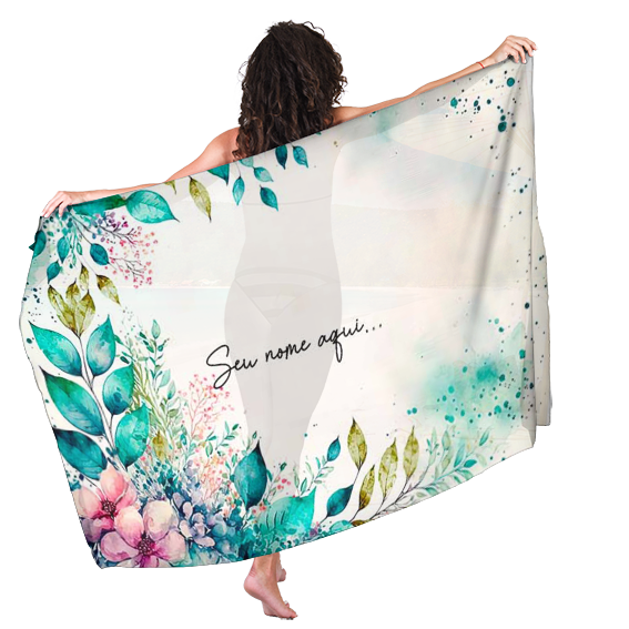Canga de De Solteira Floral 28 Personalizada com Nome