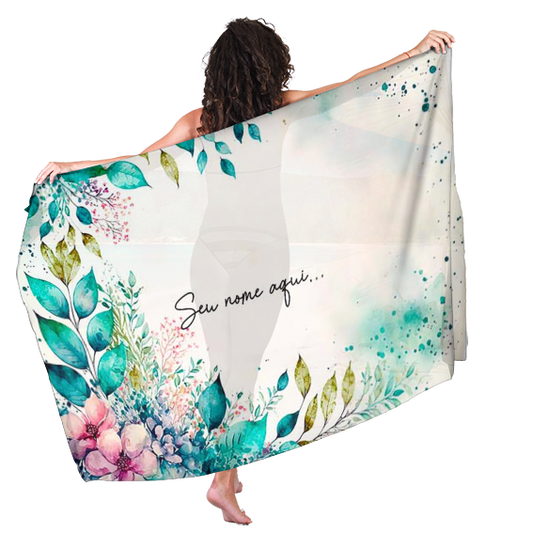 Canga de De Solteira Floral 28 Personalizada com Nome