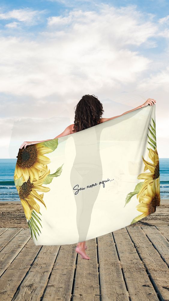 Canga de Praia Floral 39 Personalizada com Nome