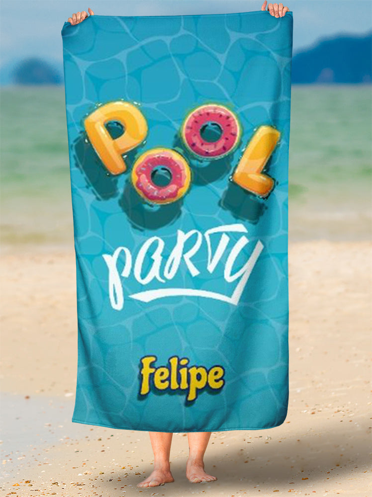 Toalha de Pool Party Festa Piscina Com Nome Personalizada