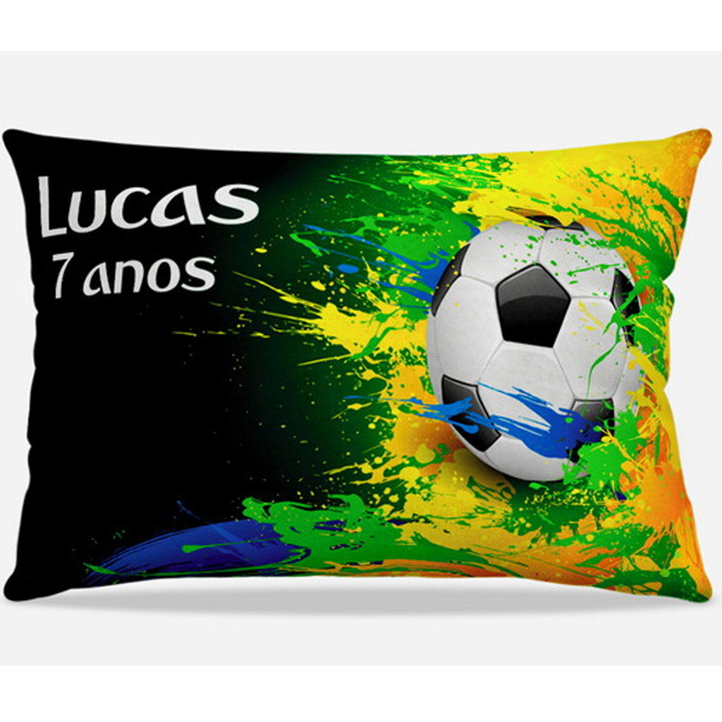 Almofada personalizada Retangular: Futebol Verde e Amarelo com Bola