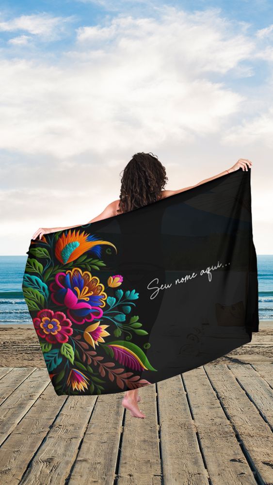 Canga de Praia Floral 64 Personalizada com Nome