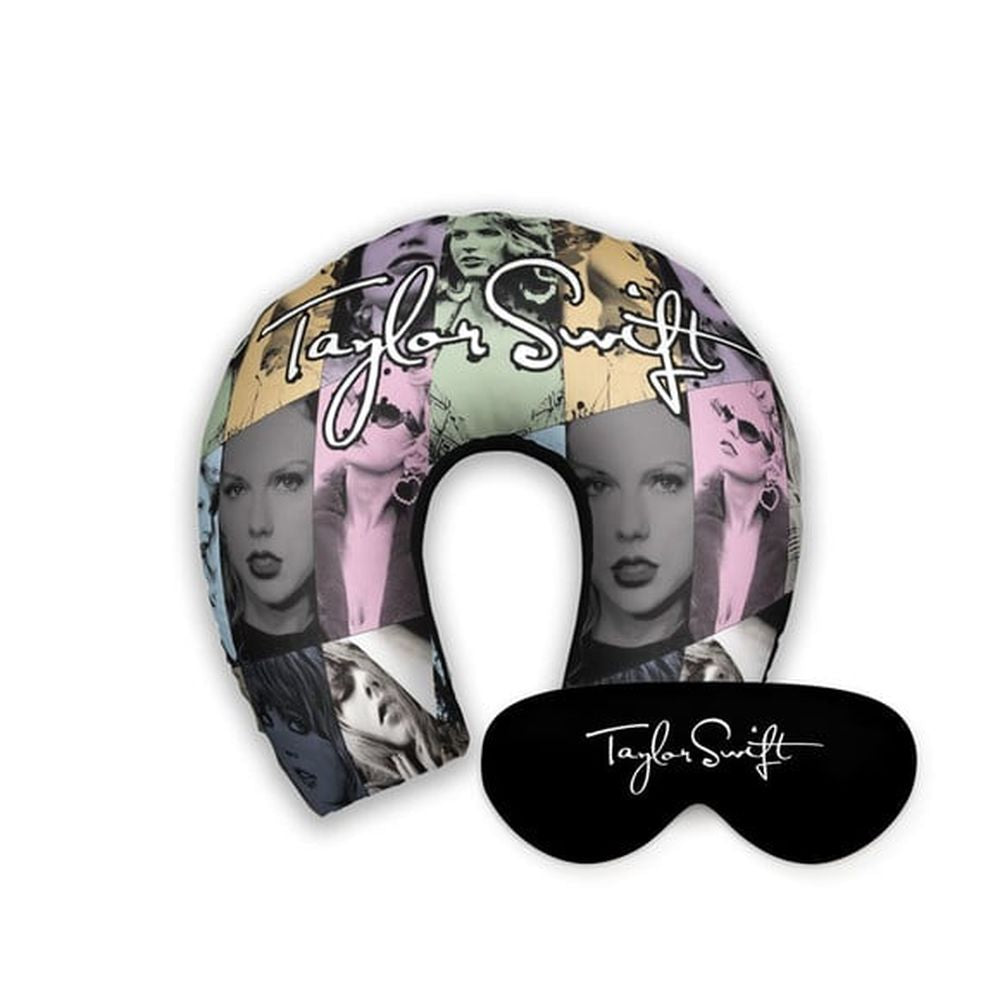 Kit infantil Taylor Swift: almofada de pescoço e máscara de dormir personalizadas, estampa fotos.