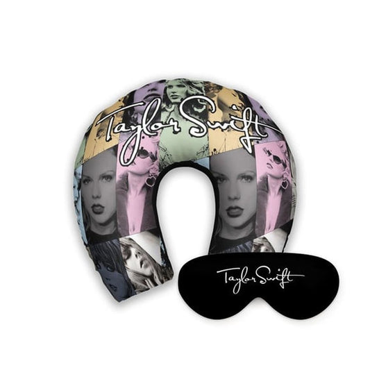 Kit infantil Taylor Swift: almofada de pescoço e máscara de dormir personalizadas, estampa fotos.