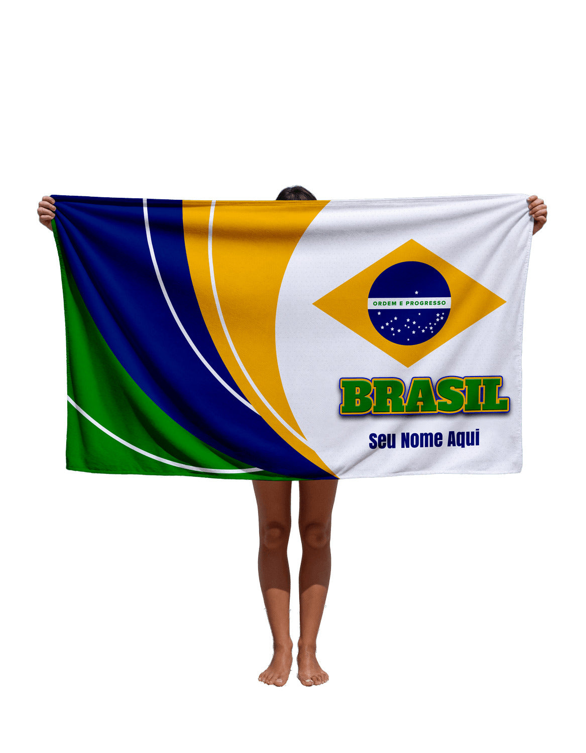Toalha de Brasil Com Nome Pequeno Torcedor Personalizada