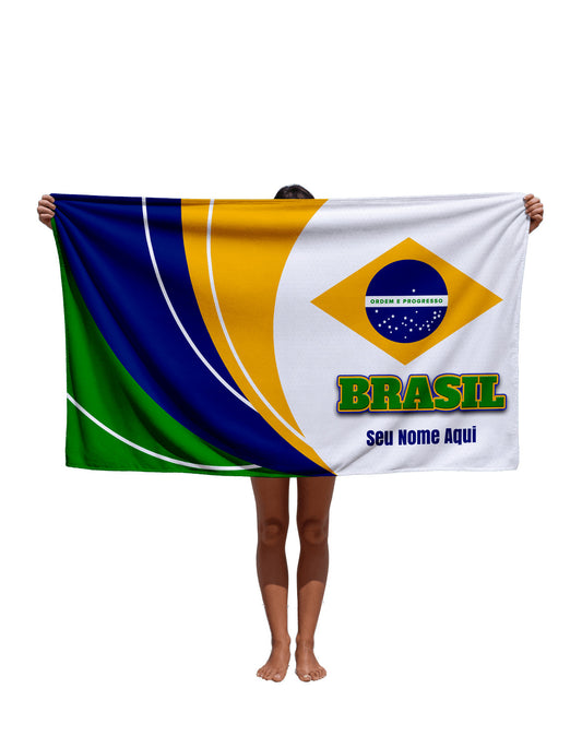 Toalha de Brasil Com Nome Pequeno Torcedor Personalizada