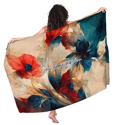 Canga de Praia Floral 11 Personalizada com Nome