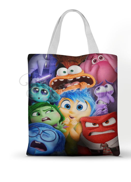 Ecobag personalizada Divertidamente: personagens coloridos, com alças.
