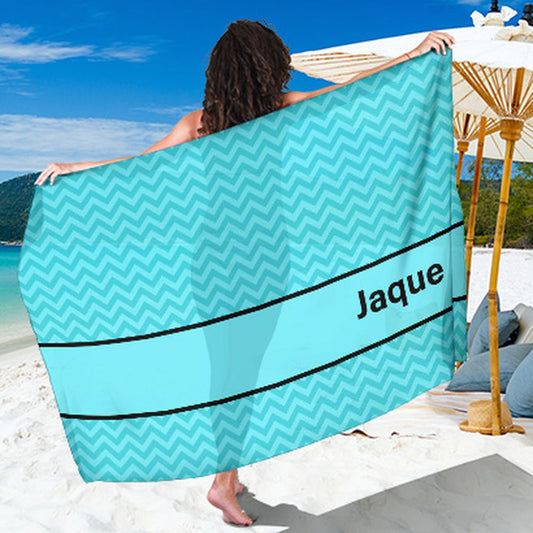 Canga de Praia Listras Azul Personalizada com Nome