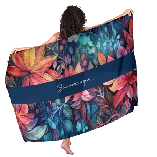 Canga de Praia Floral 70 Personalizada com Nome
