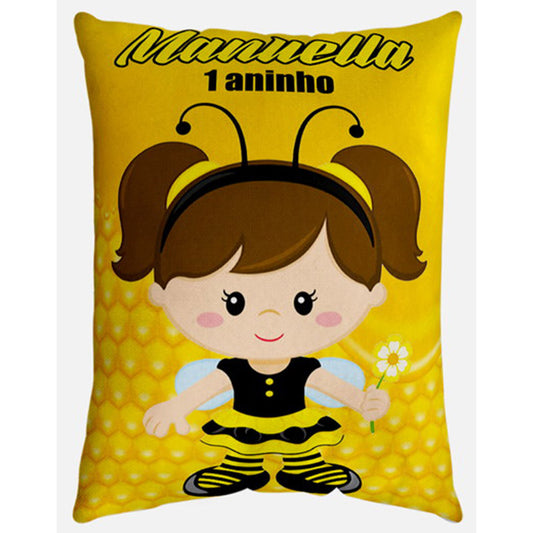 Almofada personalizada Retangular: Abelhinha Amarela com Menina