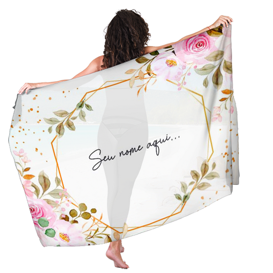 Canga de Praia Floral 09 Personalizada com Nome