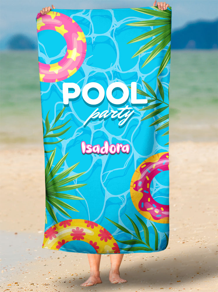 Toalha de Festa Na Piscina Com Nome Modelo 2 Personalizada