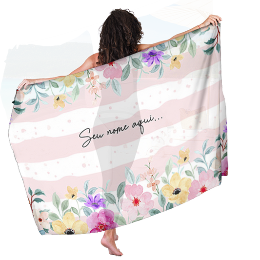 Canga de Solteira Estampa Floral 44 Personalizada com Nome