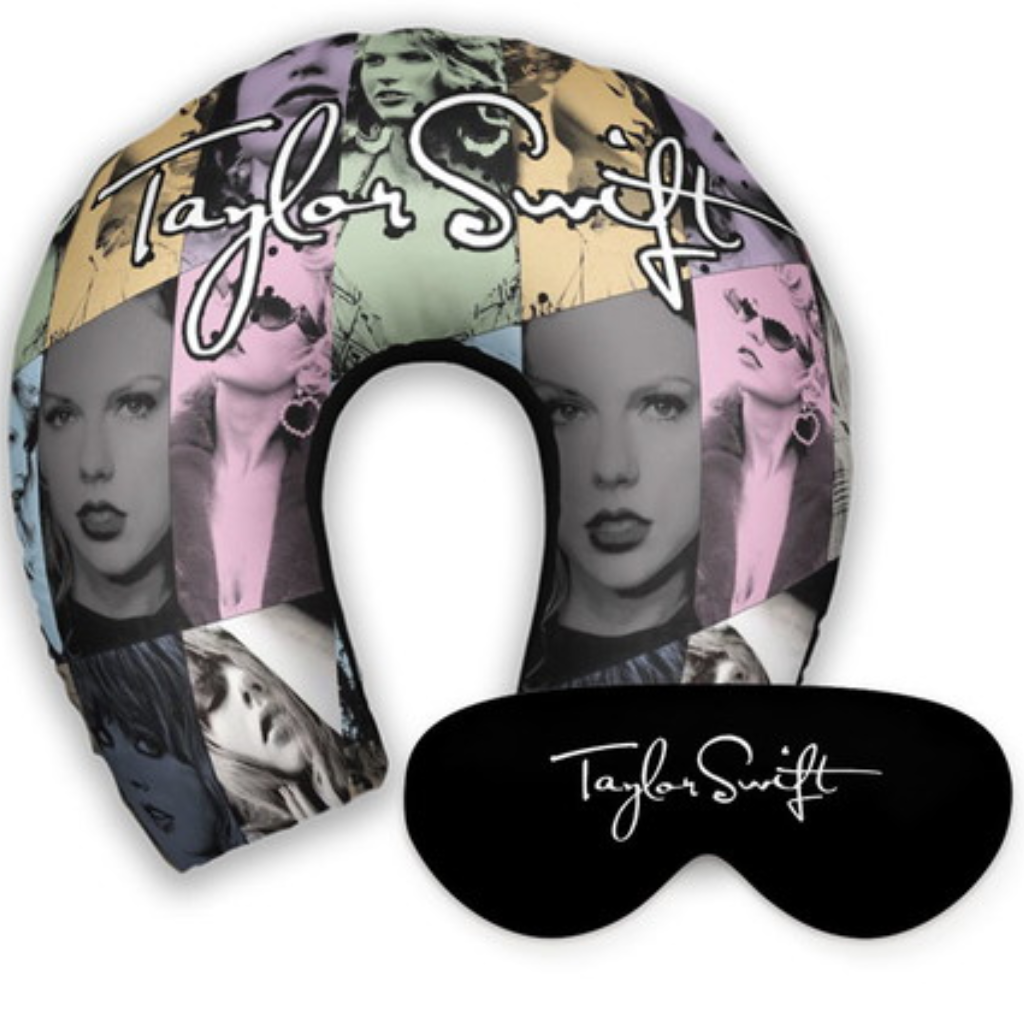 Kit infantil Taylor Swift: almofada de pescoço e máscara de dormir personalizadas, estampa fotos.