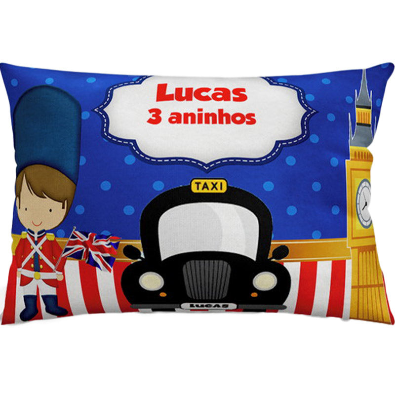 Almofada personalizada Retangular: Soldadinho de Chumbo Azul com Táxi
