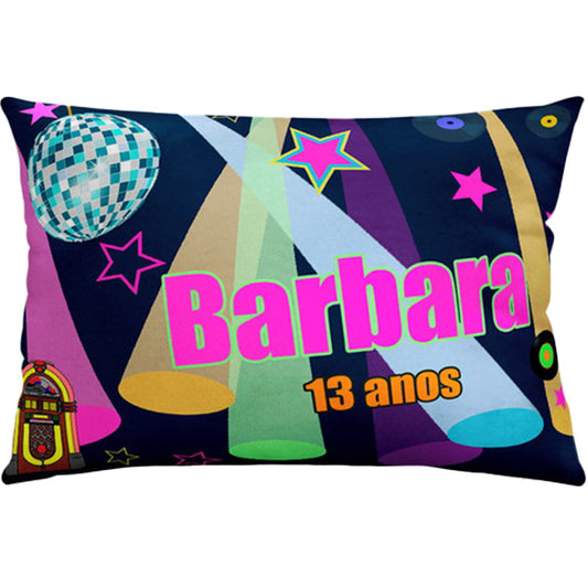 Almofada personalizada Retangular: Balada Preta com Estrelas Coloridas