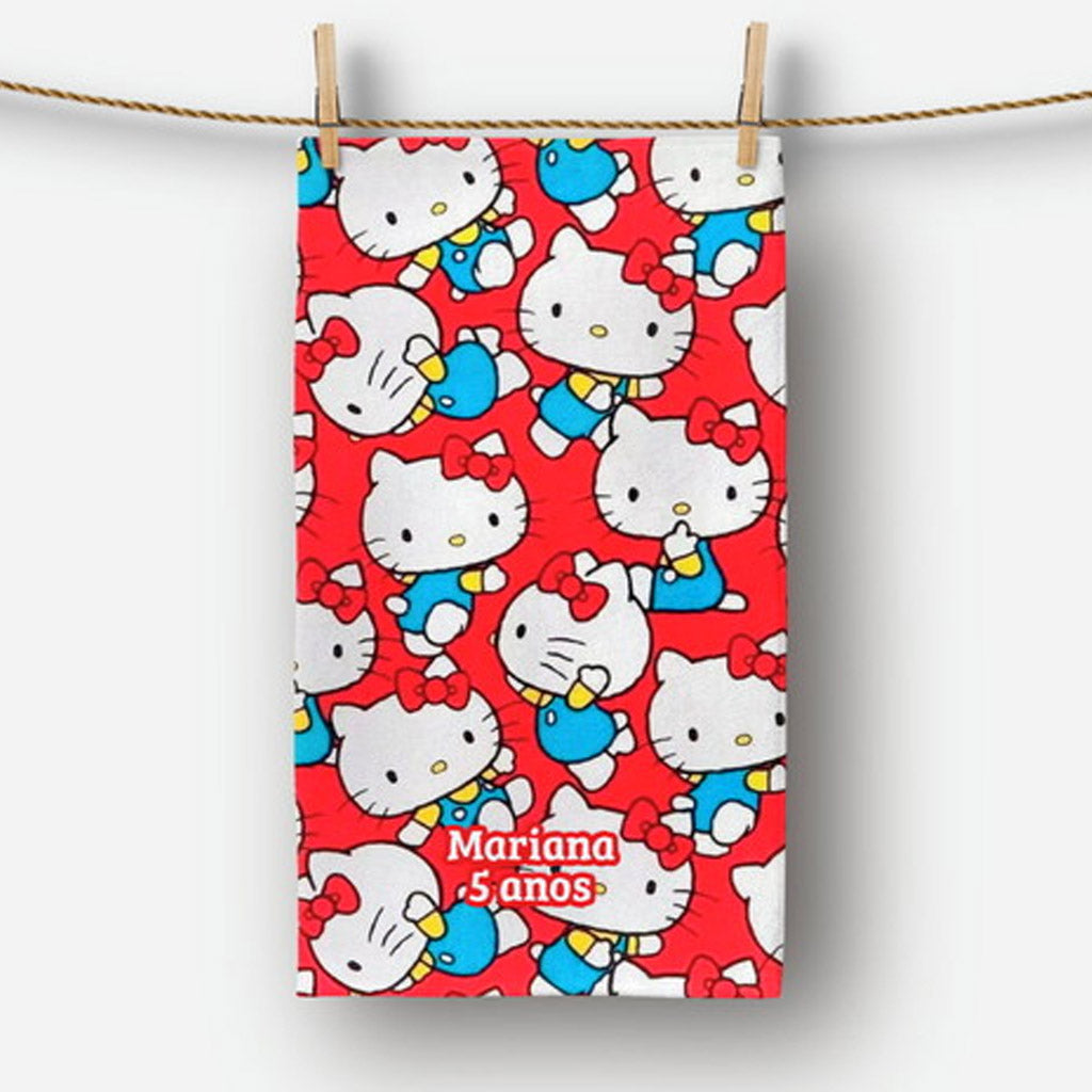 Toalha de Lavabo Tema Hello Kitty Personalizada