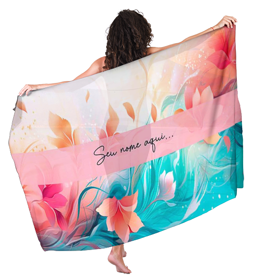 Canga de Praia Floral 18 De Amigas Personalizada com Nome
