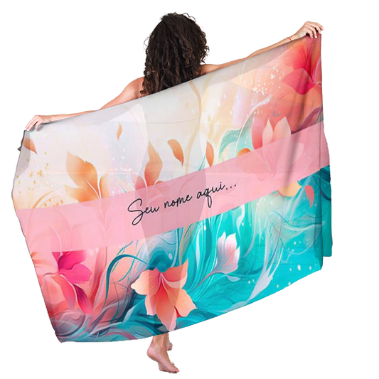 Canga de Praia Floral 18 De Amigas Personalizada com Nome