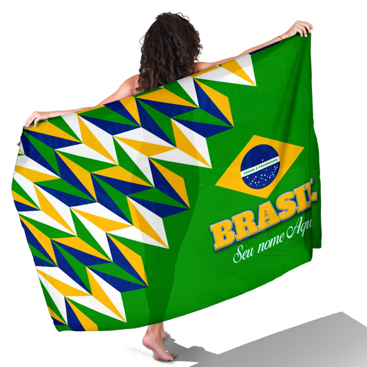 Canga de Praia Brasil Ou Frase 13 Personalizada com Nome