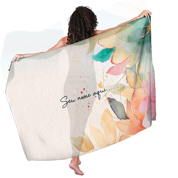 Canga de Praia Floral 36 Personalizada com Nome