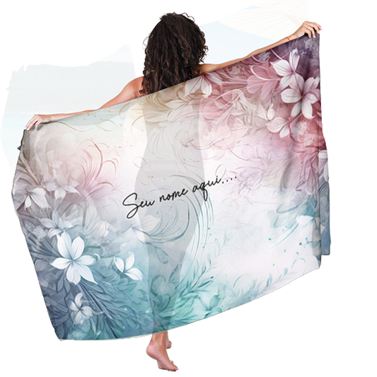 Canga de Praia Floral 37 De Madrinha Personalizada com Nome