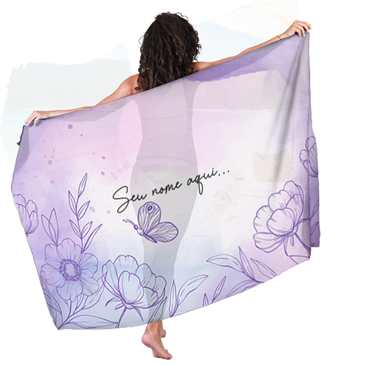 Canga de Praia Floral 43 Saída Personalizada com Nome