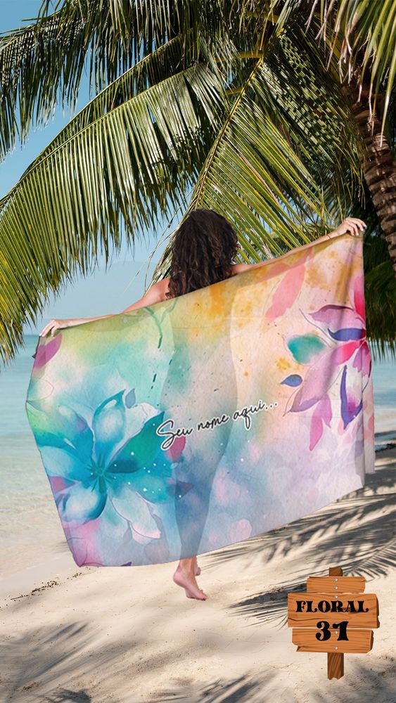 Canga de Praia Floral 31 Personalizada com Nome