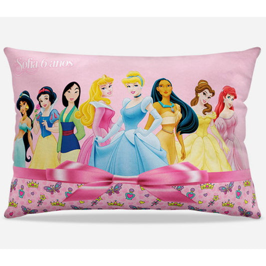 Almofada personalizada Retangular: Princesas Disney Rosa com Laço