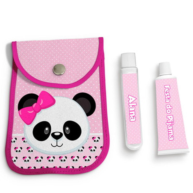 Kit Higiene Infantil Panda Rosa Personalizado