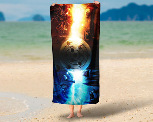 Toalha de Praia Naruto E Kurama Laço Ninja Personalizada