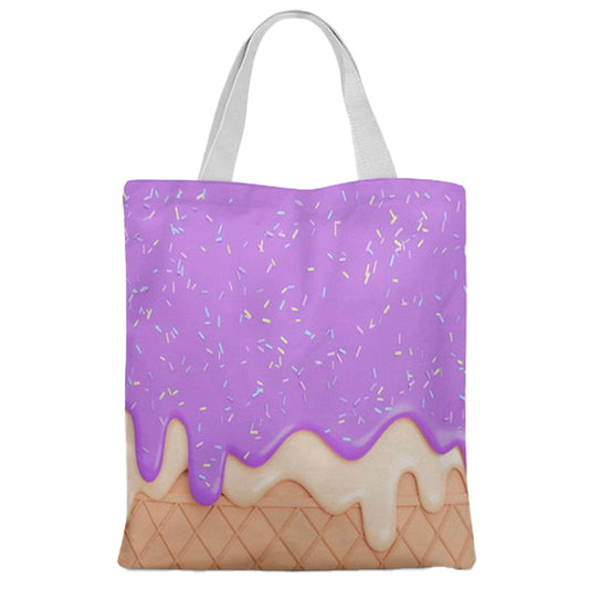 Ecobag personalizada Sorvete: lilás com casquinha, com alças.