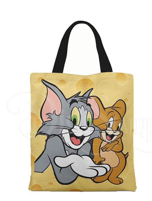 Ecobag personalizada Tom e Jerry: amarela com queijo, com alças.